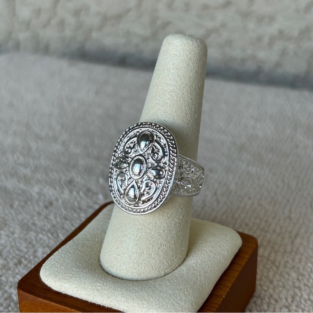 Intricate Design Silver Plated Statement Ring